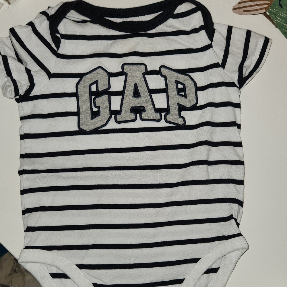GAP Black and White Bodysuit Classic Stripes